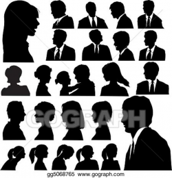 Vector Clipart - Simple silhouette people portraits . Vector ...