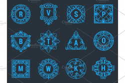 Monogram vector letter emblem logo vintage ornament design sign floral  elegant frame decorative personal name branding or wedding icon illustration