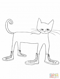 Pete The Cat Clipart Black And White ... | Cat coloring page ...