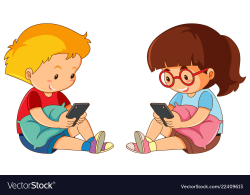 Boy and girl playing mobile phone