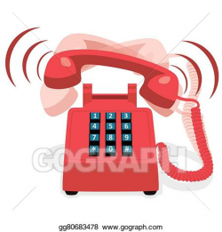 Vector Stock - Ringing red stationary phone with button ...