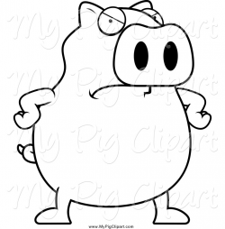 Swine Clipart of a Black and White ANgry Chubby Pig by Cory Thoman ...