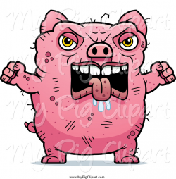 Swine Clipart of a Angry Ugly Pig Holding up Fists by Cory Thoman ...