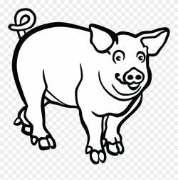 Wild Boar Line Art Drawing Black And White - Pig Lineart Clipart ...