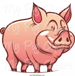 Swine Clipart of a Happy Pig Smiling by Vector Tradition SM - #504