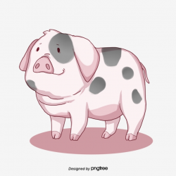 Pink Black Spots, Cute, Simple Cartoon Pig Elements, Clipart, Animal ...