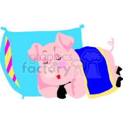 Cartoon pig sleeping with a pillow clipart. Royalty-free clipart # 132175