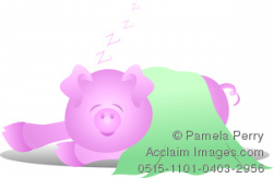 Clip Art Image of a Cute Little Pig Under a Blanket