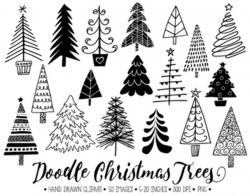 Christmas Tree Clipart. Hand Drawn Christmas Doodles. Winter Fir Tree  Images.