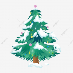 Christmas Pine Tree Hand Drawn Under Snow Green Commercial ...