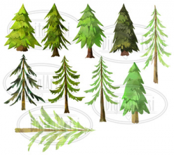 Watercolor Pine Trees Clipart