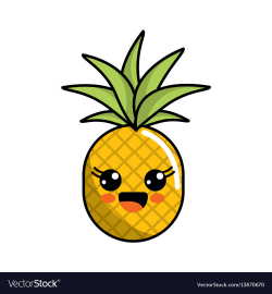 Color kawaii happy pineapple icon