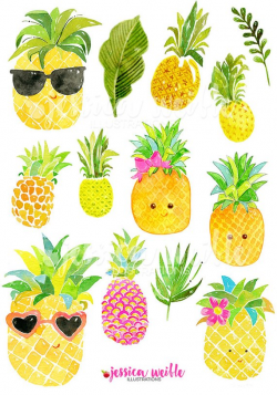 Pineapple Cutie Watercolor Clipart - Watercolor Clip Art ...