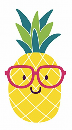 Adorable Nerdy Summer Pineapple Emoji with Glasses Vinyl Decal Sticker (4\