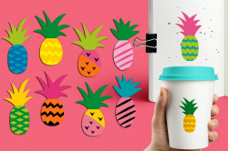 Colorful Pineapple clipart graphic / Funky Pineapples