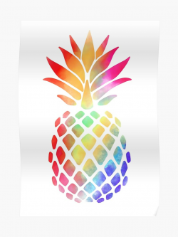 Pineapple Watercolor Rainbow | Poster