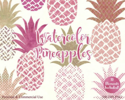 PINK PINEAPPLE CLIPART Commercial Use Clip Art Tropical Fruits Rose ...