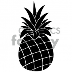 Royalty Free RF Clipart Illustration Pineapple Fruit Black And White  Silhouette Simple Design Vector Illustration Isolated On White Background  ...