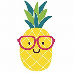 Adorable Nerdy Summer Pineapple Emoji with Glasses Vinyl Decal Sticker (4\