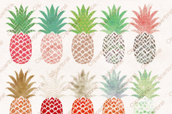 Watercolor Pineapples & Rose Gold