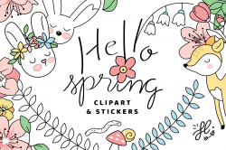 Hello Spring! Clipart & Stickers by Huxmay on ...