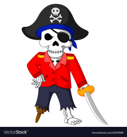 Pirate skeleton carrying sword