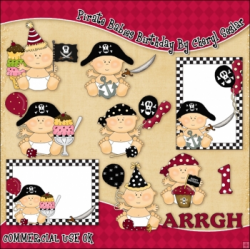 Pirate Babies Birthday ClipArt Graphic Collection - £0.67 ...