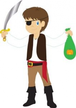 Halloween Costume Clipart Image: Kid on Halloween Dressed in a ...