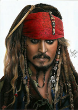 Details about Realistic drawing of Jack Sparrow from Pirates Caribbean  (PRINT) - Jaque Vital