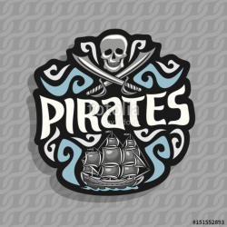 Vector logo for Pirate theme: gray skull and crossed swords ...