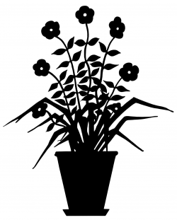 vintage flower clip art, flowering plant silhouette, black ...