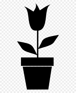 Potted Plant - Silhouette Flowers In Pot Clipart (#736277 ...
