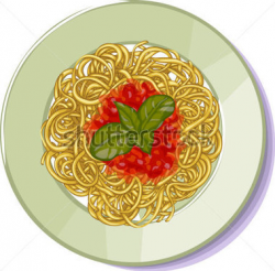 Spaghetti on plate top view white stock vector clipart ...