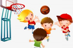 A vector illustration of kids playing basketball in a ...