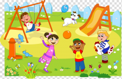 Illustration of children playing on playground, Park ...