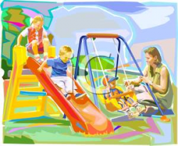 A Family Playing on a Playground Outdoors - Royalty Free ...