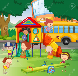 Children playing in the school playground » Clipart Station