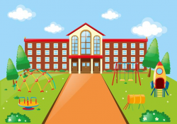 Scene with school building and playground - Download Free ...