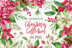 Christmas Watercolor Clip Art.