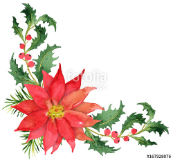 Christmas bouquet with poinsettia and berries\