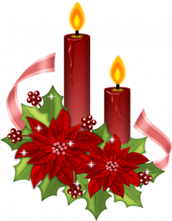 Red Christmas Candles with Poinsettia | Gallery Yopriceville - High ...