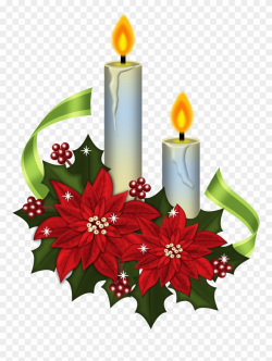 Poinsettias Clipart Vintage Christmas Candle Image - Vintage ...