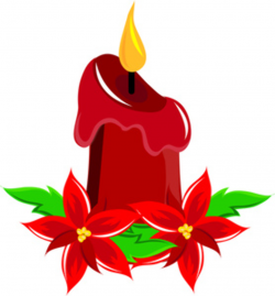 Poinsettia Clipart Image - Christmas Candle with Poinsettia Flowers ...