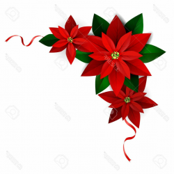 Photostock Vector Christmas Corner Decoration On White Poinsettia ...