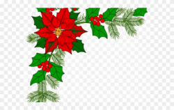 Poinsettia Clipart Decoration - Christmas Border Corner Gif - Png ...