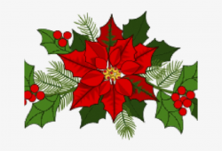 Poinsettia Clipart Holly Bough - Christmas Garland Clip Art - Free ...