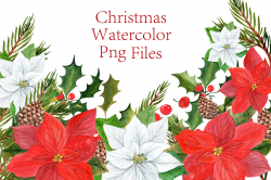 Watercolor Poinsettias clipart
