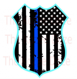 Police Officer LEO Badge w/ Distressed Flag & Thin Blue Line ...