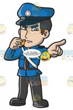 An Angry Police Officer With A Whistle