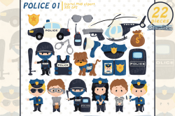 POLICE clipart, Cute policeman and bandit - INSTANT download